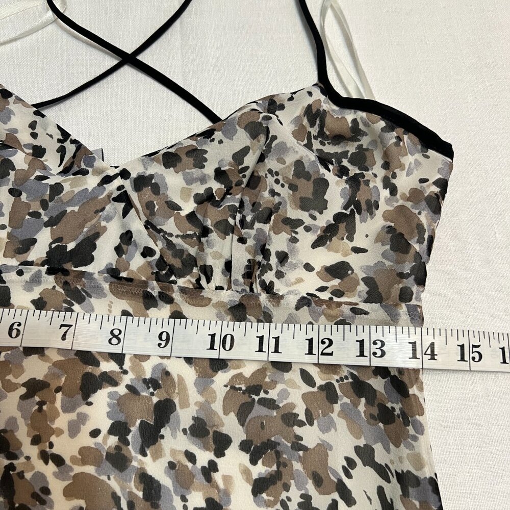 Kensie 100% Silk Dress Sz 4 Brown Animal Print Criss Cross Back Mini Cocktail - Picture 8 of 12